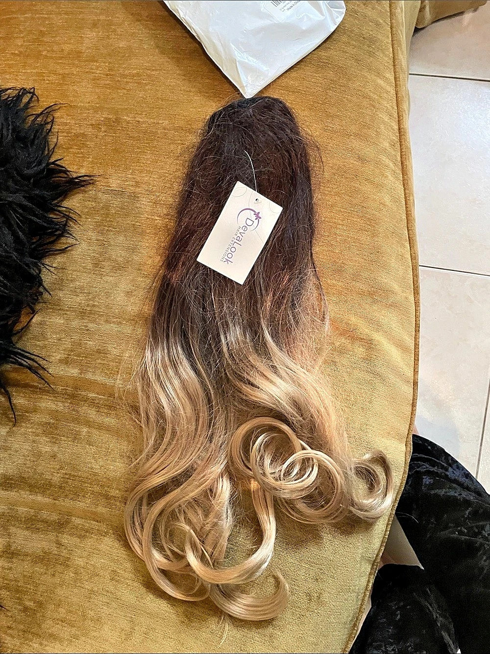 DevaLook Hair Extensions 24 Inches Half Head Wig Long Curly Wavy Ombre